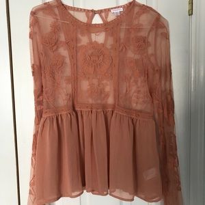 Salmon lace blouse. Never worn.